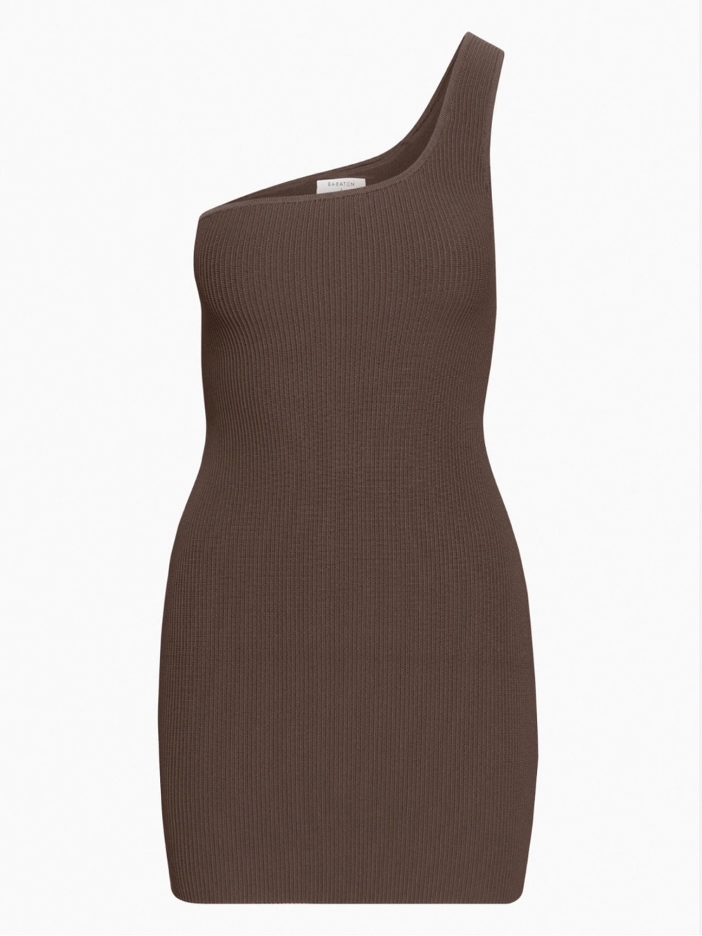 Babaton Sz M Sculpt Knit One-Shoulder Ribbed Dress Deep Taupe Sz Medium Aritzia - Picture 2 of 15